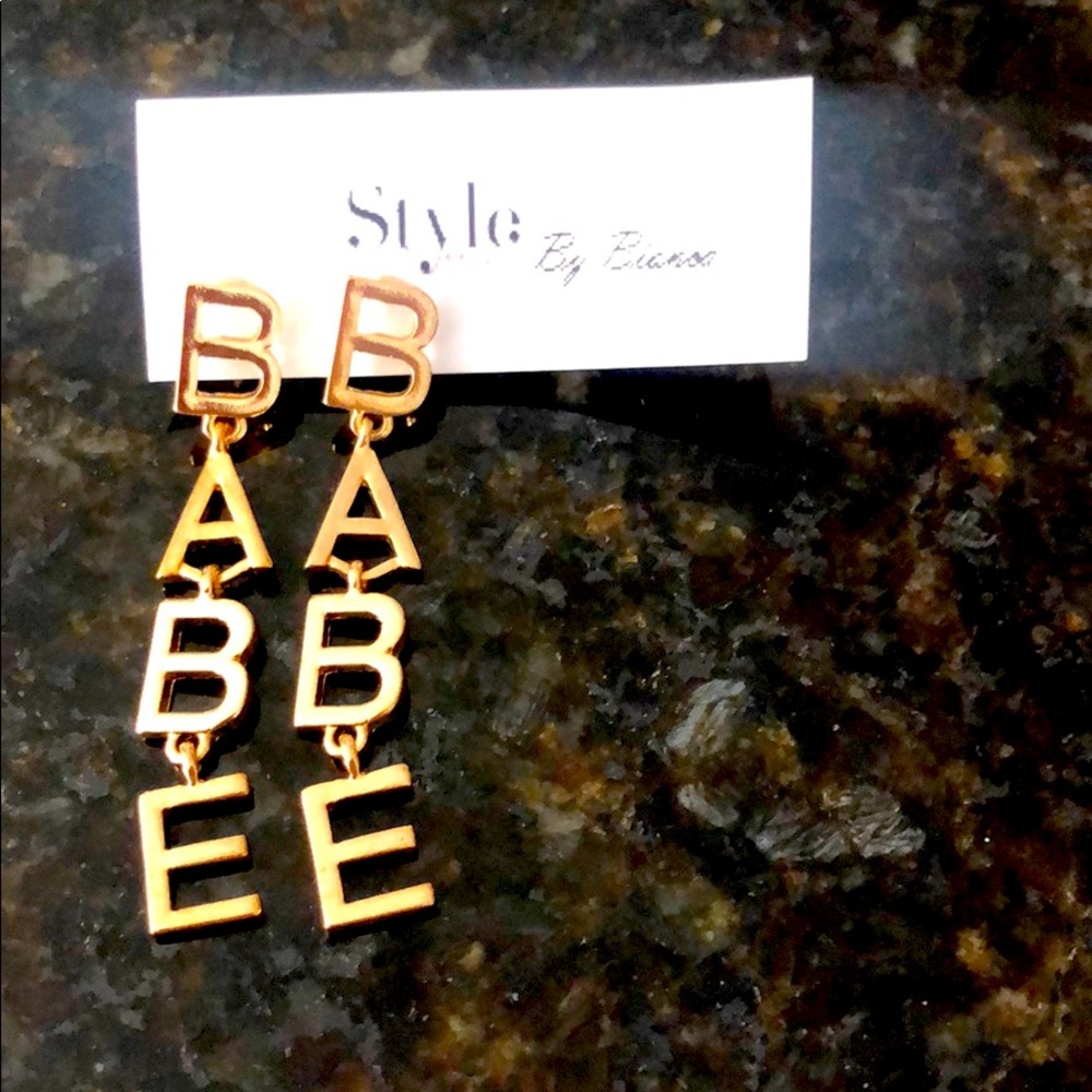 B A B E gold plated earrings